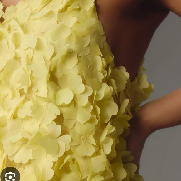 ANTHROPOLOGY Maeve  FLOATY Sunny Lemon Lime Appliqued MINI Dress. Size M  EUC! - Picture 11 of 13